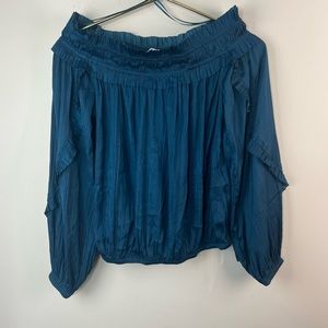 Evereve Teal Off Shoulder Blouse, XS